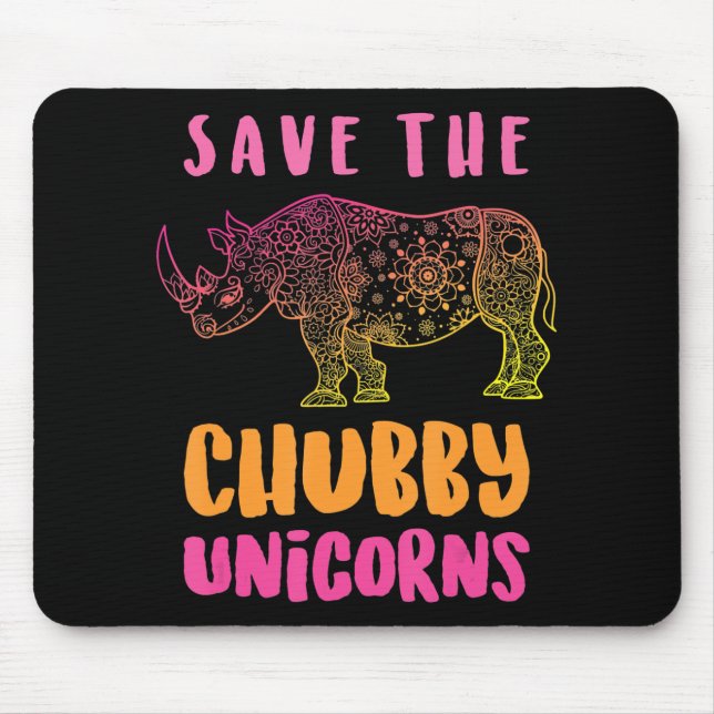 Funny Rhino Rett Chubby Unicorns Tierrechte Mousepad (Vorne)