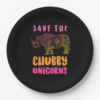 Funny Rhino Rett Chubby Unicorns Tierrechte Pappteller