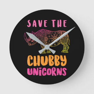 Funny Rhino Rett Chubby Unicorns Tierrechte Runde Wanduhr