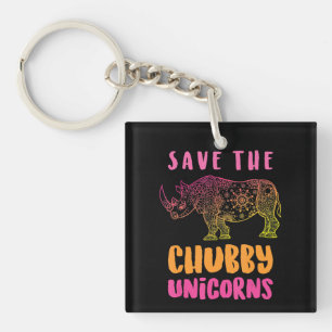 Funny Rhino Rett Chubby Unicorns Tierrechte Schlüsselanhänger
