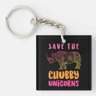 Funny Rhino Rett Chubby Unicorns Tierrechte Schlüsselanhänger