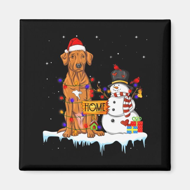 Funny Rhodesian Ridgeback Dog Christmas Snowman Xm Magnet (Vorne)