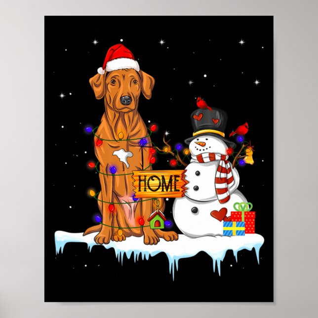 Funny Rhodesian Ridgeback Dog Christmas Snowman Xm Poster (Vorne)