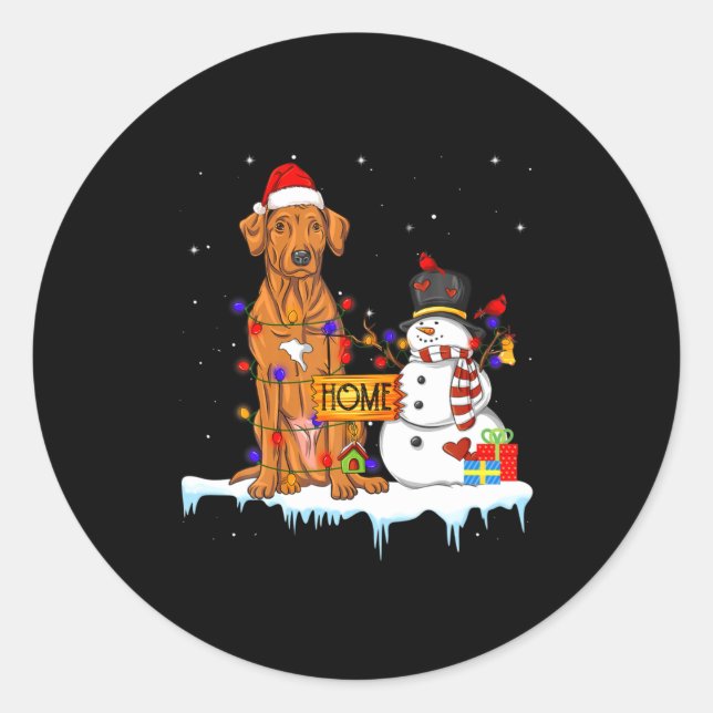 Funny Rhodesian Ridgeback Dog Christmas Snowman Xm Runder Aufkleber (Vorderseite)