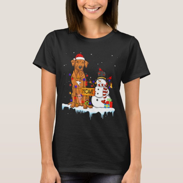 Funny Rhodesian Ridgeback Dog Christmas Snowman Xm T-Shirt (Vorderseite)