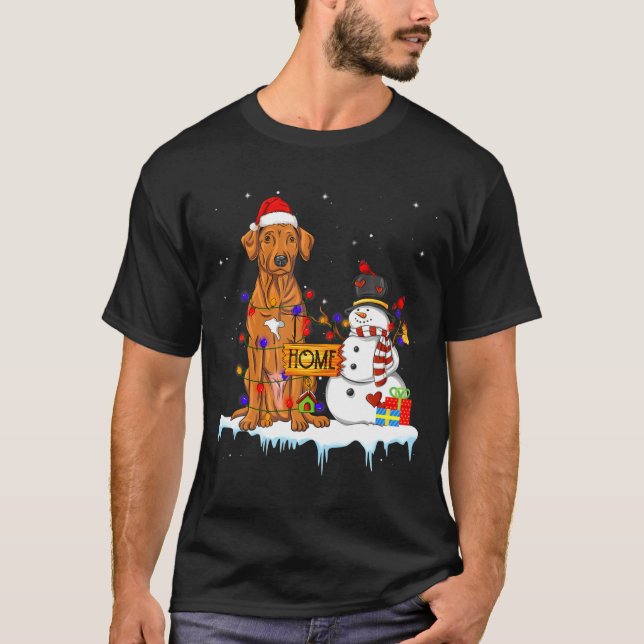 Funny Rhodesian Ridgeback Dog Christmas Snowman Xm T-Shirt (Vorderseite)