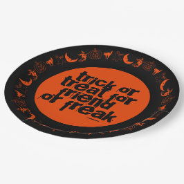 Funny Rhyme Trick oder Treat Halloween Orange Blac Pappteller
