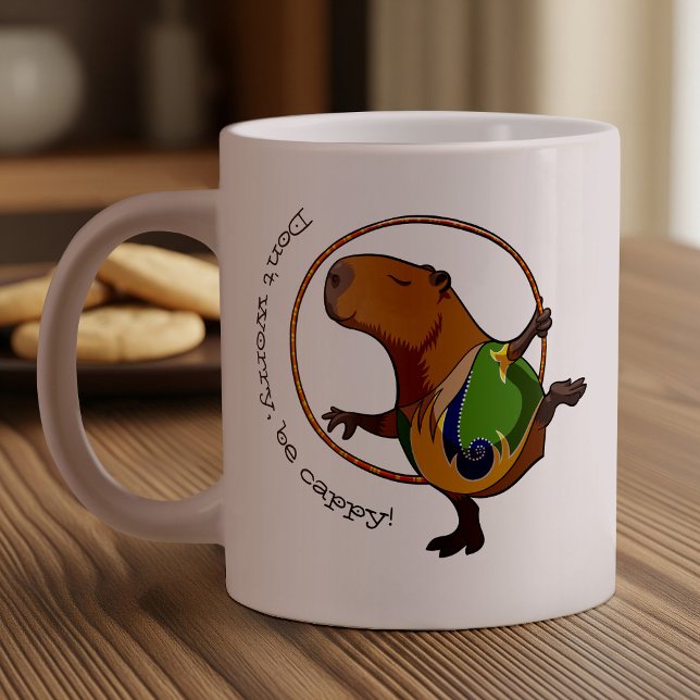 Funny Rhythmic Gymnast Hoop Cartoon Capybara Jumbo-Tasse (Von Creator hochgeladen)