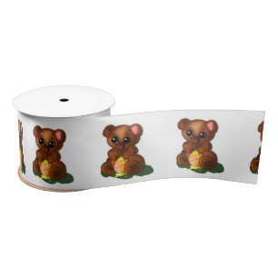 Funny Ribbon Baby Bear mit Honey Satinband