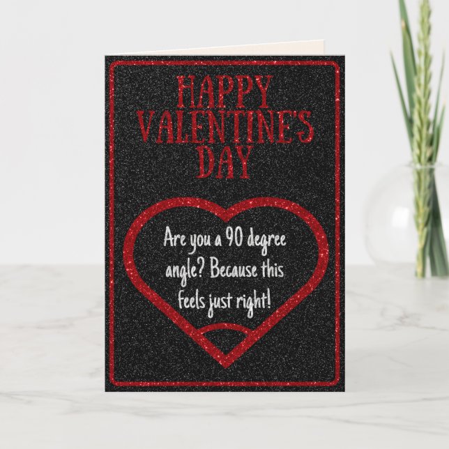 Funny Right Angle Math Joke Glitzer Valentine Card Karte (Vorderseite)