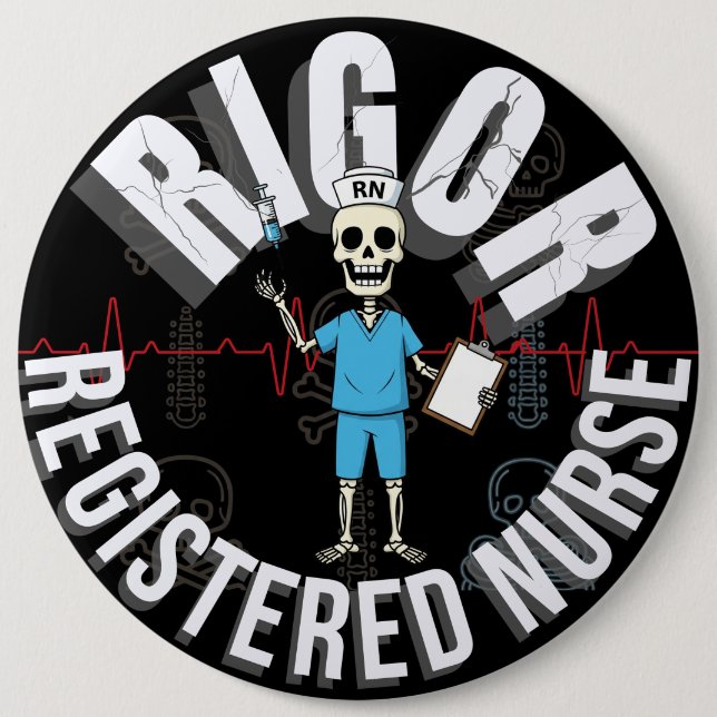 Funny Rigor RN Skeleton Med Halloween Skull Art Button (Vorderseite)