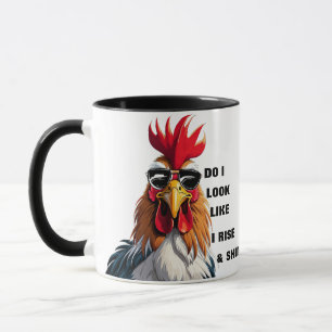 Funny Rise & Shine Grumpy Morning Rooster Humor Tasse