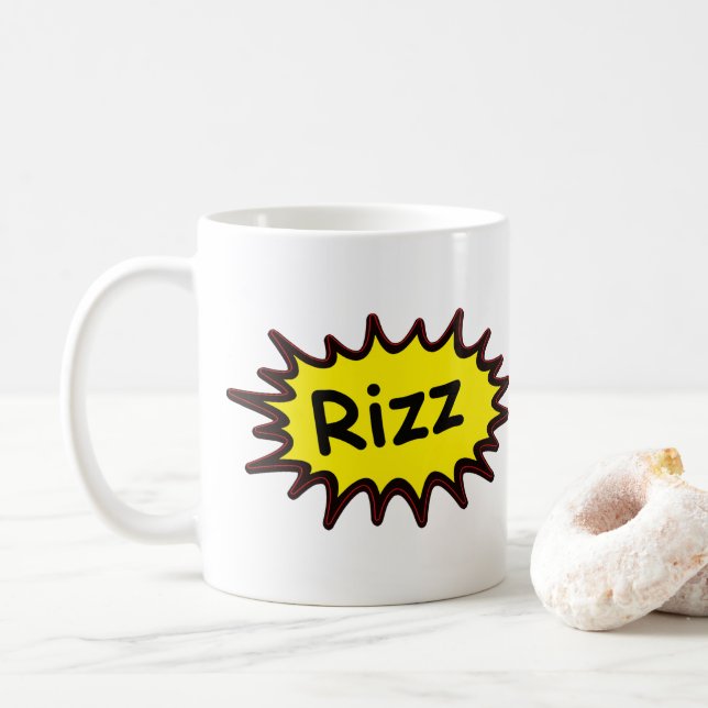 Funny "Rizz" Weiße Tasse - Gen Z Spaß Geschenk (Mit Donut)