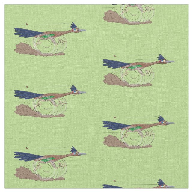 Funny Roadrunner Wüstenvogel Cartoon Illustration Stoff (Nahaufnahme)