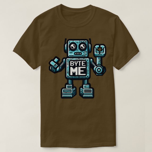 Funny Robot AI AGI Spaß Byte Me T-Shirt (Design vorne)