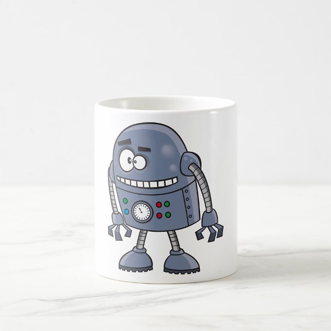 Funny Robot Character Niedlich Blue Retro Kaffeetasse (Von Creator hochgeladen)
