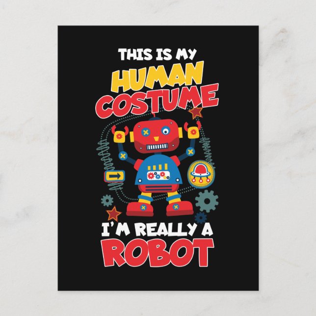 Funny Robot Costume Boys Girls Robots Postkarte (Vorderseite)