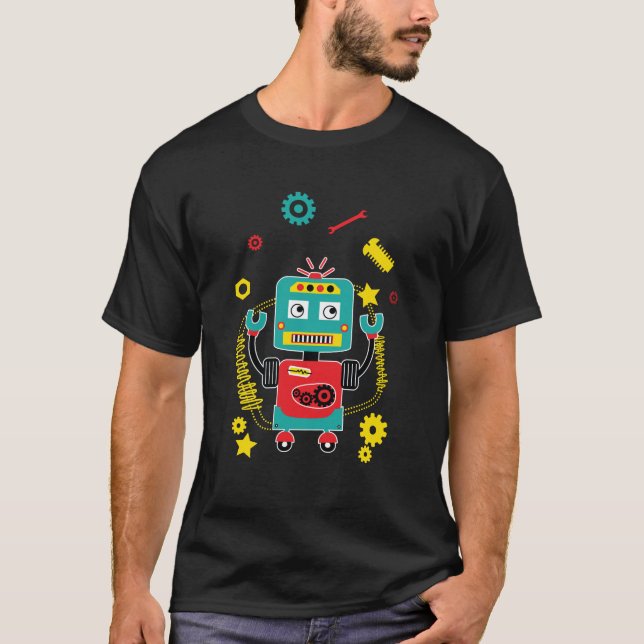 Funny Robot Juggling Tools Roboter T-Shirt (Vorderseite)
