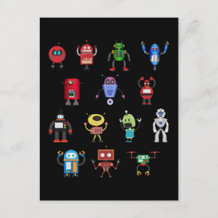 Funny Roboter Girls Boys Robot Postkarte