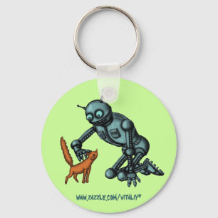 Funny Roboter und Katzenkette Schlüsselanhänger
