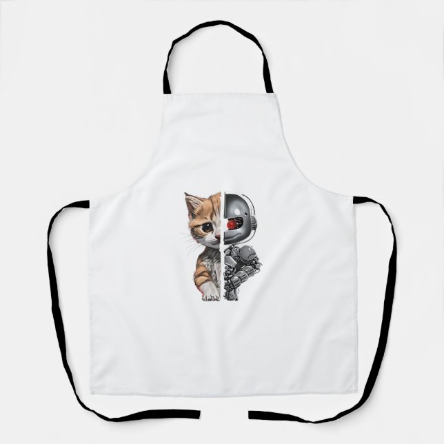 Funny Robotics Animal Lover Cat Robots Graphic Eng Schürze (Vorderseite)