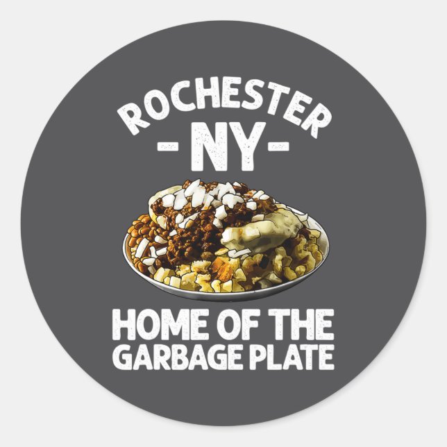 Funny Rochester Ny Garbage Plate Gift Cool New Yor Runder Aufkleber (Vorderseite)