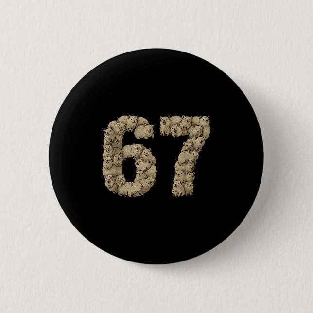 Funny Rock Hyrax Awawa 6 7 Meme Six Seven Love  Button (Vorderseite)