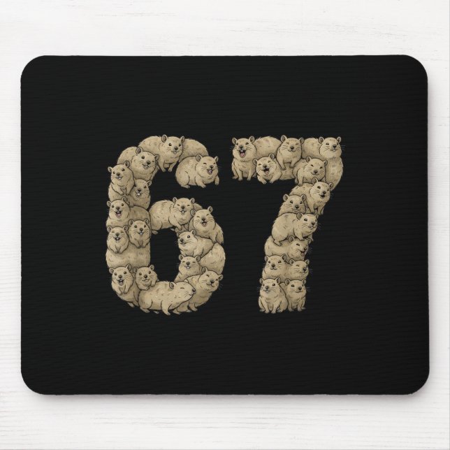 Funny Rock Hyrax Awawa 6 7 Meme Six Seven Love  Mousepad (Vorne)