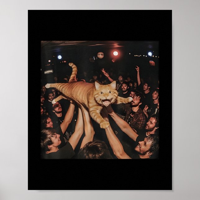 Funny Rock Show Cat Meme Niedlich Tabby Kitten Cro Poster (Vorne)