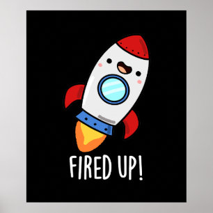 Funny Rocket Puff Dark BG Poster
