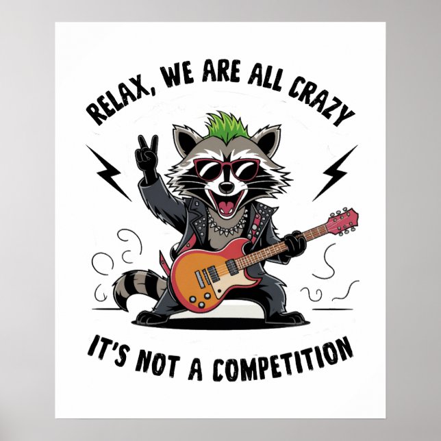 Funny Rocking Racoon Poster (Vorne)