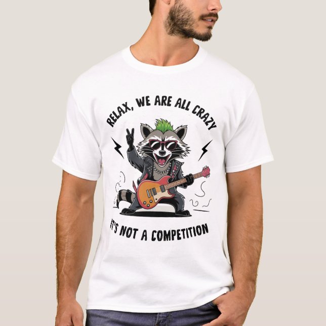 Funny Rocking Racoon T-Shirt (Vorderseite)