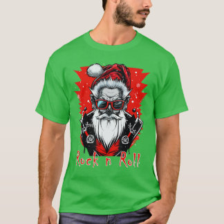 Funny Rock'n'Roll Punk Santa Claus Rocker Christma T-Shirt