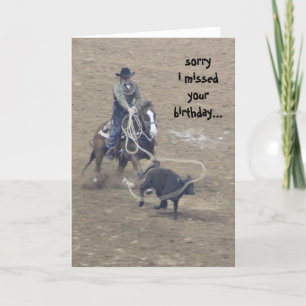 Funny Rodeo Belated Geburtstag, (ein bisschen gebu Karte