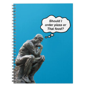Funny Rodin Thinker Statue - Pizza oder Thai Food? Notizblock