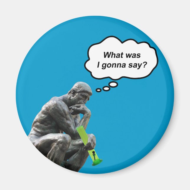 Funny Rodin Thinker Statue - Was wollte ich sagen? Magnet (Vorne)
