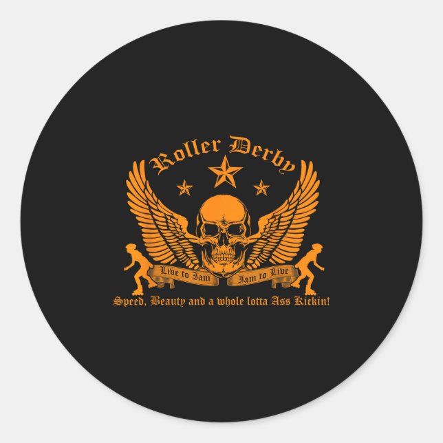 Funny Roller Derby Lover Quotes Gift, Live To Jam  Runder Aufkleber (Vorderseite)