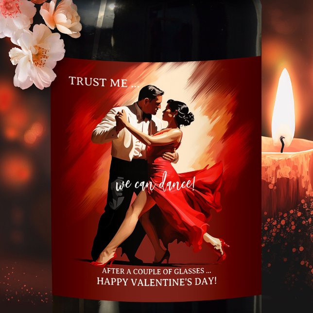 Funny Romantic Dance Weinlabel Weinetikett (A funny romantic wine label featuring a couple dancing the tango. Great for Valentine's Day )