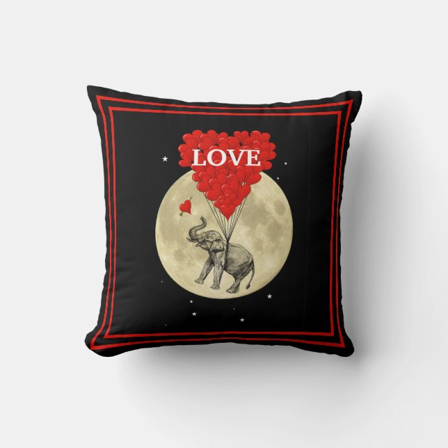 Funny romantic elephant love heart kissen (Vorderseite)