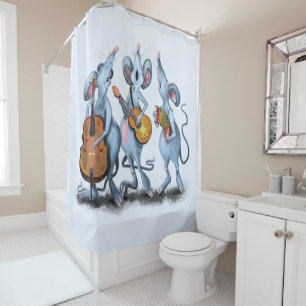 Funny Romantic Mouse Band - Cartoon Tier Zeichnend Duschvorhang