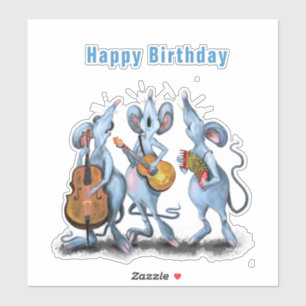 Funny Romantic Mouse Band - Happy Birthday Aufkleber