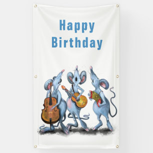 Funny Romantic Mouse Band - Happy Birthday Banner
