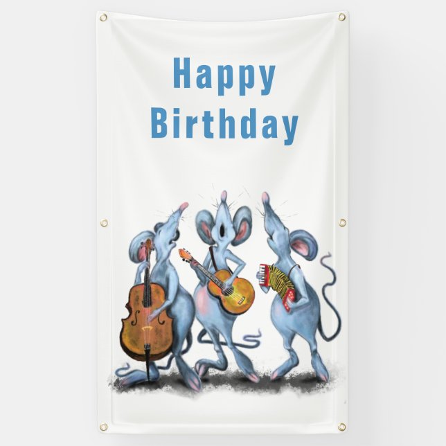 Funny Romantic Mouse Band - Happy Birthday Banner (Vertikal)