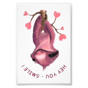 Funny Romantic Sloth Smile Cartoon - individuell a Fotodruck