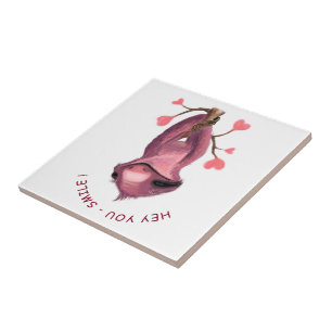 Funny Romantic Sloth Smile Ceramic Tile Fliese