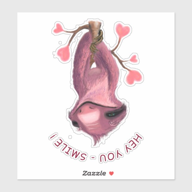 Funny Romantic Sloth Smile Sticker (Blatt)