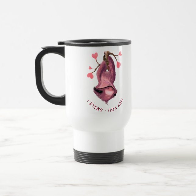 Funny Romantic Sloth Smile Travel Mug Reisebecher (Links)