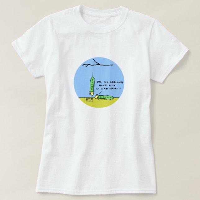 Funny Romantischer Cartoon Raupen in der Liebe T-Shirt (Design vorne)