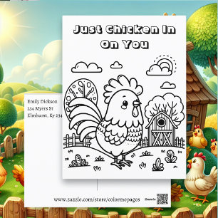Funny Rooster and Chicken Puff Colon Me Postkarte
