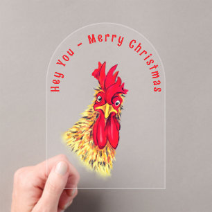 Funny Rooster Christmas Card - Benutzerdefinierter Acryleinladungen